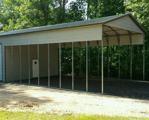 #27 Partially Enclosed Carport with Lean-To - Elite Metal Structures