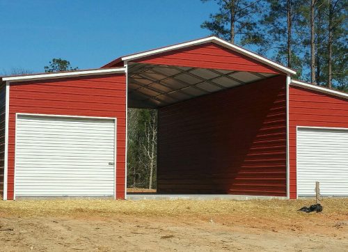 #20 44'Wx41'Lx14'&11'H Barn W/ 2 Lean-To's - Elite Metal Structures