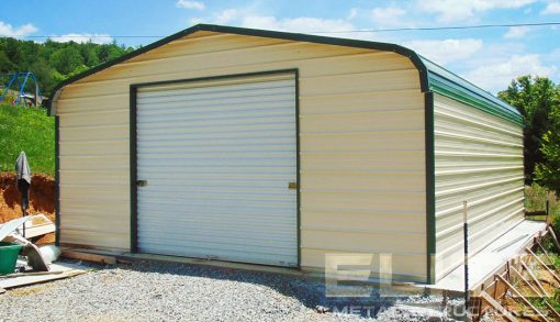 Metal-Storage-Building-Single-Garage-18x21x8-Pebble-Beige