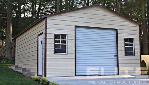 Metal-Garage-20x26x9-Boxed-Eave-pebble-beige-with-earth-brown